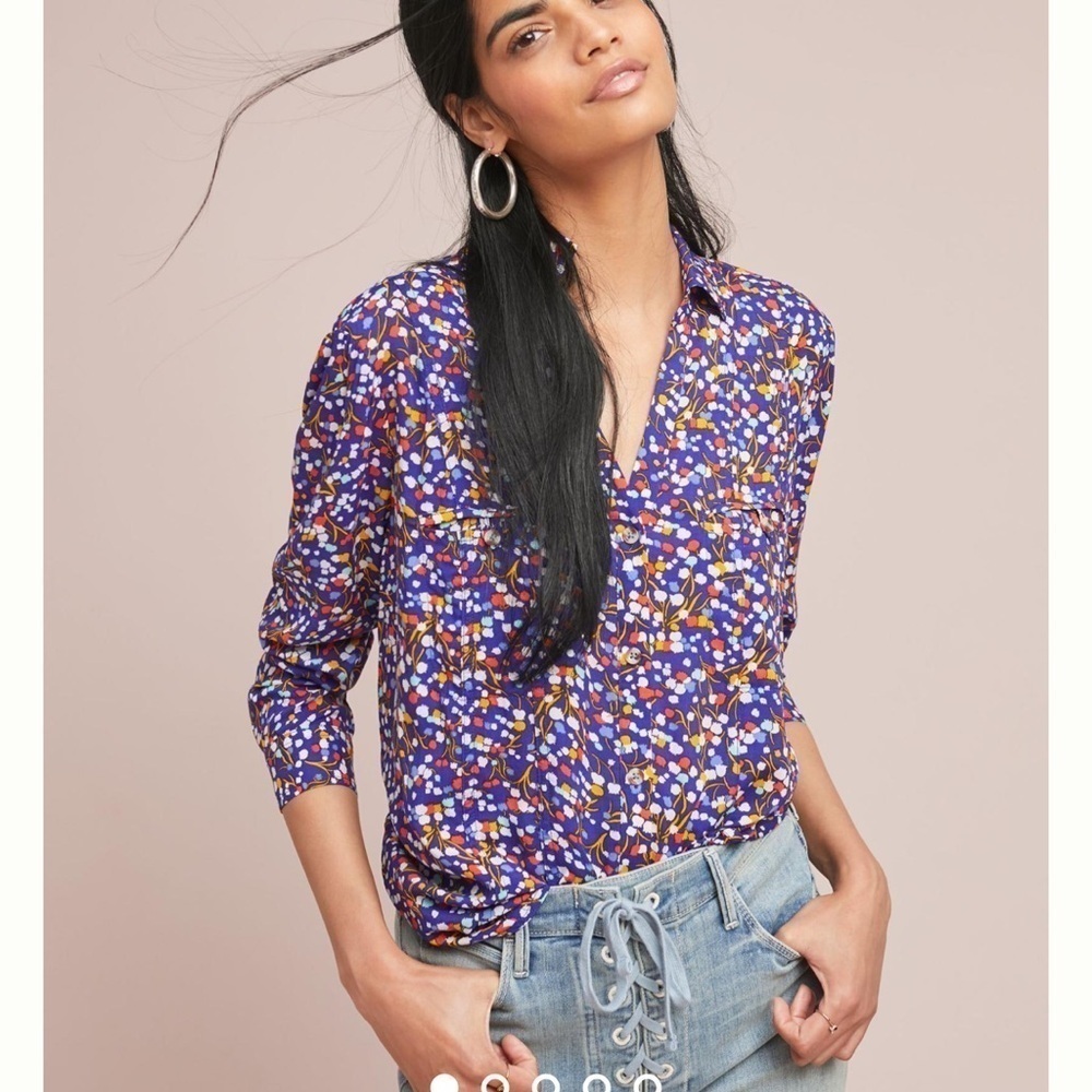 Anthropologie p of 52 pop pourri blouse Colloquial Buttondown conversations - Picture 2 of 5